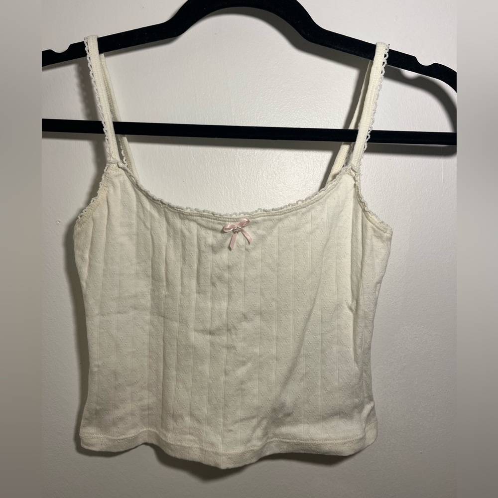 Reformation Cream Camisole with Lace and Bow - Picture 6 of 7